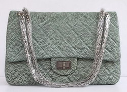 High Quality Knockoff Chanel 2.55 Series Quilted Flap Bag Ancient-Green Leather with Silver Hardware